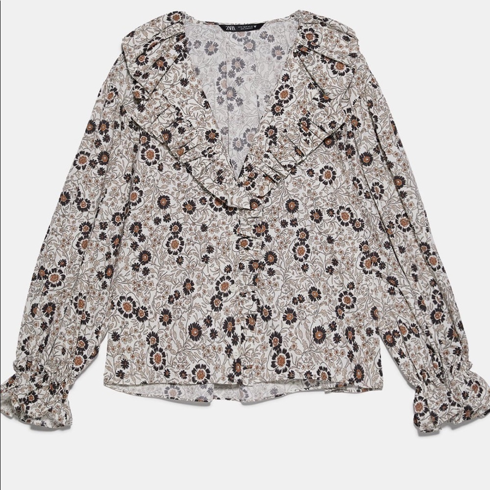 ZARA Ruffled Print Top - Picture 6 of 6